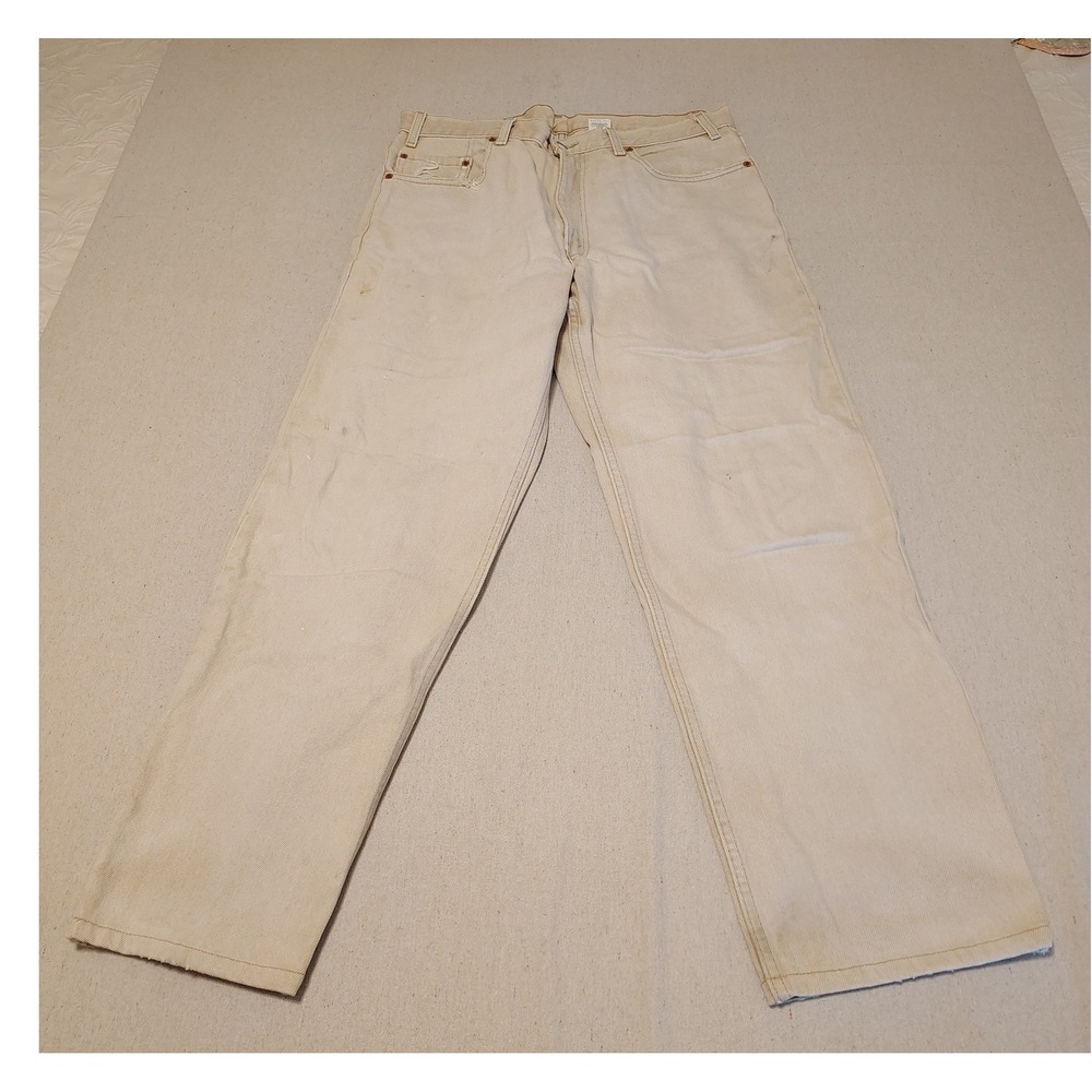 Vintage Levis 550 Relaxed Fit Jeans Tan Beige Made in USA W36 L34 Distressed